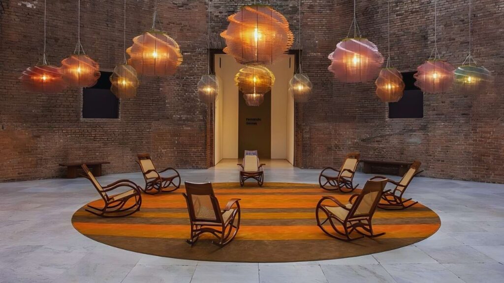 Galeria interna da Pinacoteca de São Paulo em prédio histórico no Parque da Luz