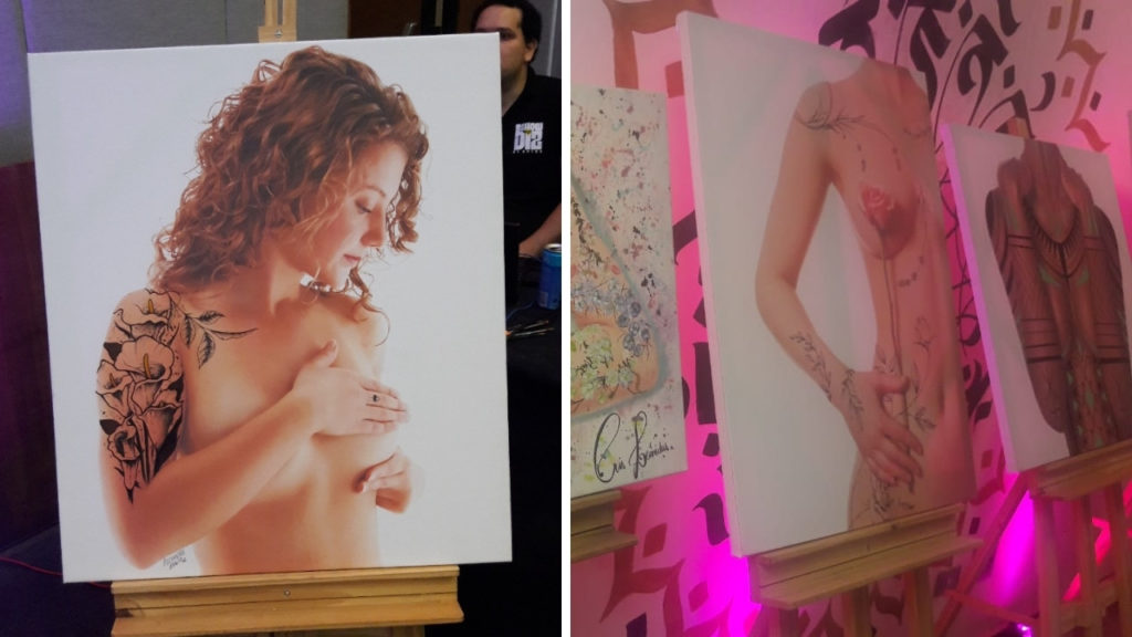 Painéis da exposição Mulheres de Peito