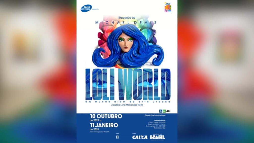 Cartaz oficial da exposição Loli World, de Michael Devis, na CAIXA Cultural São Paulo